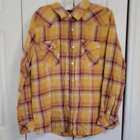 Wrangler Women's Mustard and Burgundy Plaid Shirt. SIZE XXL - Picture 1 of 4